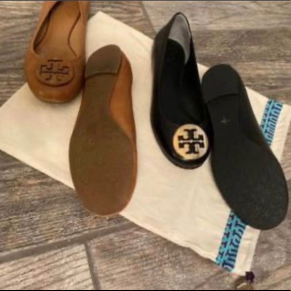 Tory Burch Reva flats. Black pair brand NEW never worn size 7. Tan pair size 8. - Picture 2 of 3